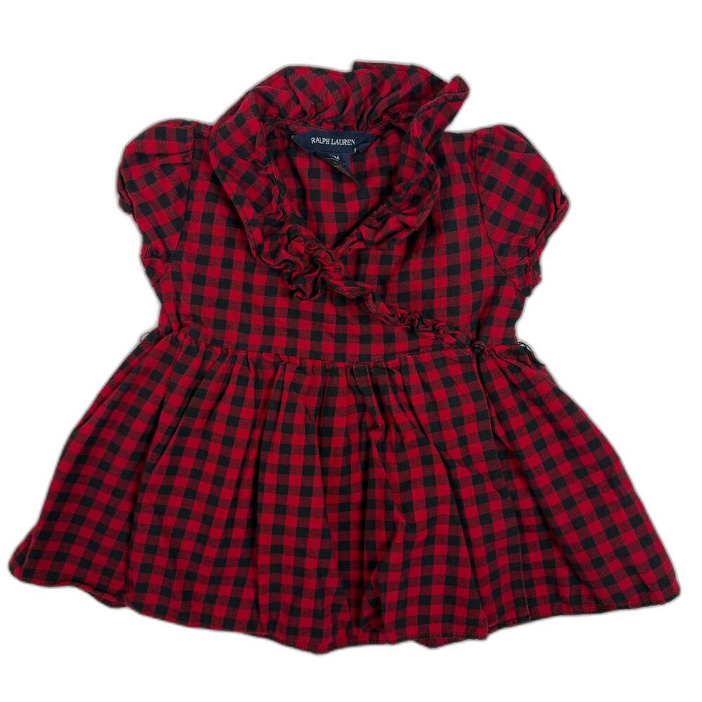 Ralph Lauren | 18M | 100% Cotton | Red and Black Checkered Wrap Ruffles